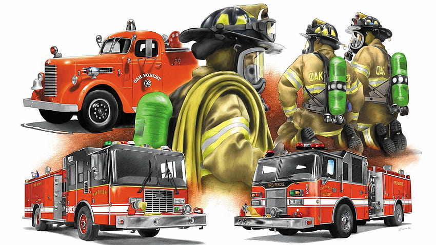 6 消防士、消防署のコンピュータ 高画質の壁紙