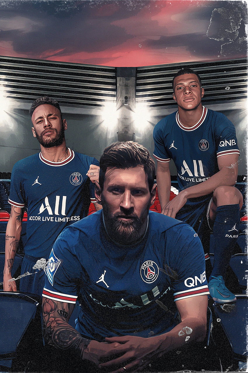 Messi x Mbappe x Neymar 'PSG' 포스터, 메시 PSG 2022 HD 전화 배경 화면