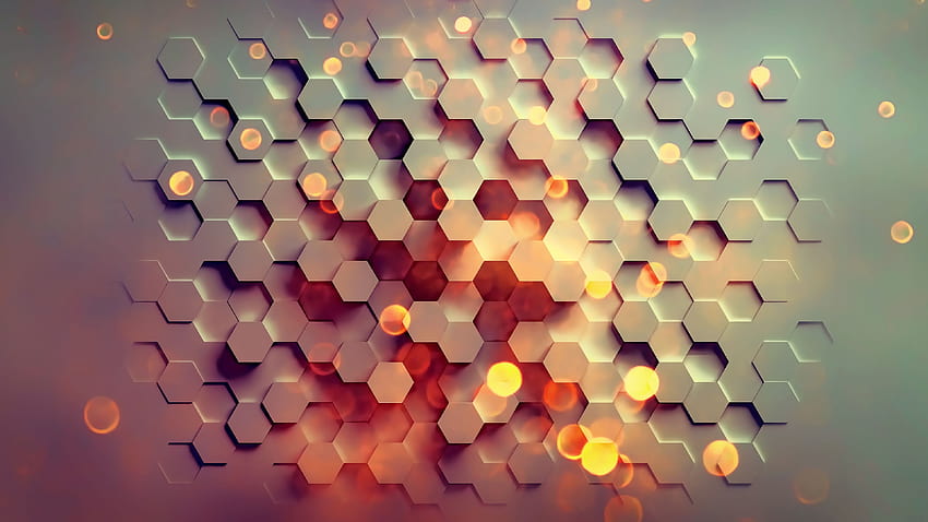 Hexagon , Abstrak, Latar Belakang Wallpaper HD