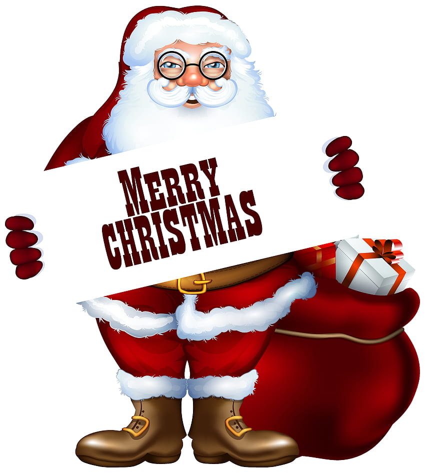 Santa Claus with Merry Christmas Label PNG Clipart HD phone wallpaper