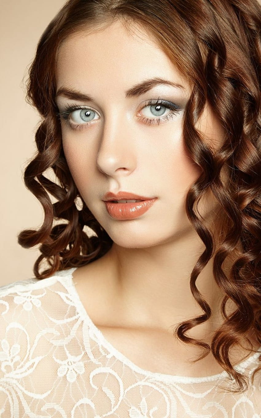 Woman, red head, pretty model, curly hair , 800x1280, Samsung Galaxy Note GT, curly heads HD phone wallpaper