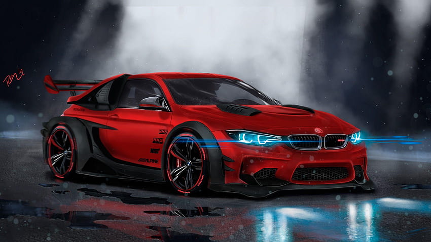 BMW M4, Custom, CGI, Neon, Sport car, , Automotive, sports cars HD wallpaper