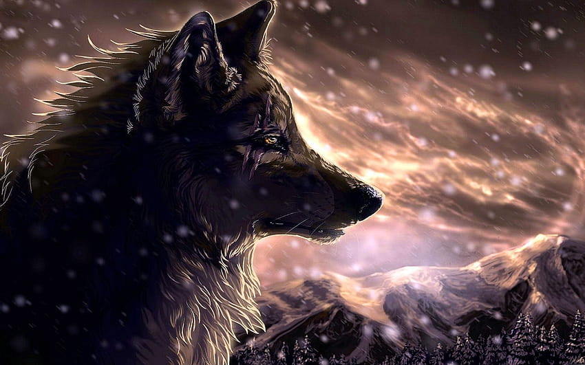 Lobo épico, lobo alfa del anime fondo de pantalla