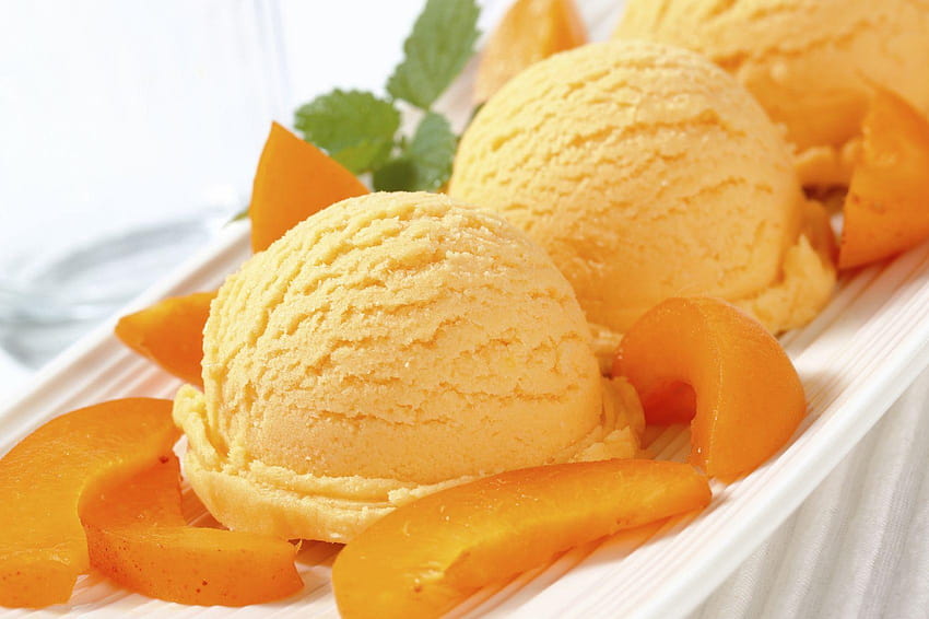 Sweet Fruit Mango Ice Cream Pics, peach ice cream HD wallpaper