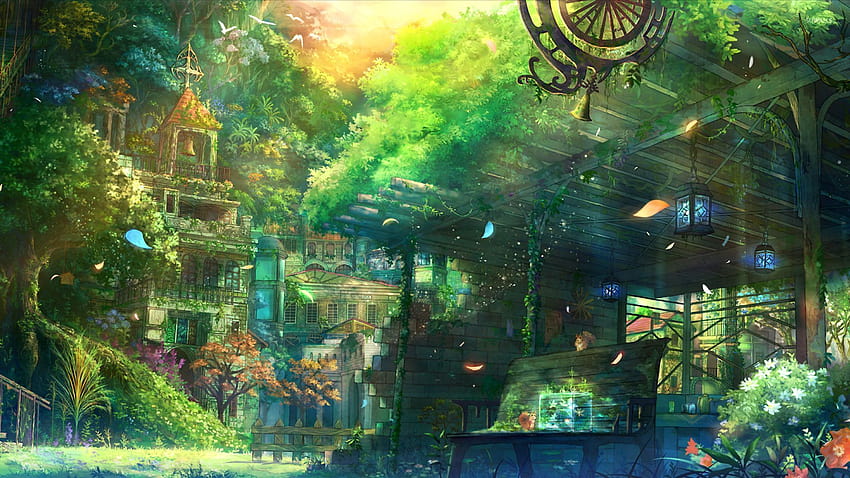 Anime Spring Scenery, spring city scenes HD wallpaper