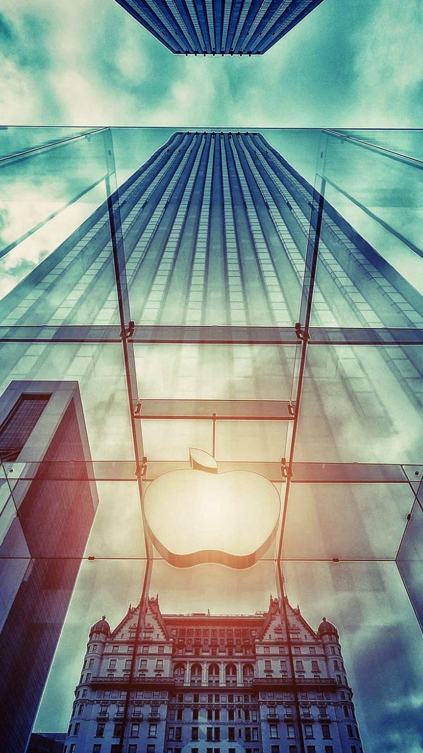 Apple Store NYC Window Reflection iPhone 7 HD phone wallpaper