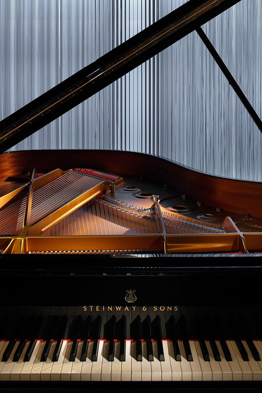 Дизайнът на шоурума на Steinway & Sons в Токио е предназначен за пиано естетика HD тапет за телефон
