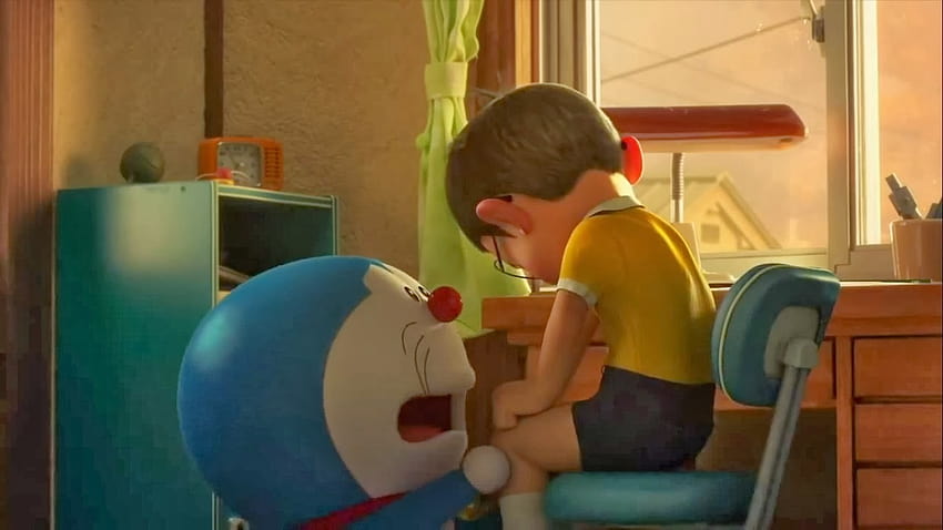 Doraemon und Nobita Umarmungen, trauriger Doraemon HD-Hintergrundbild
