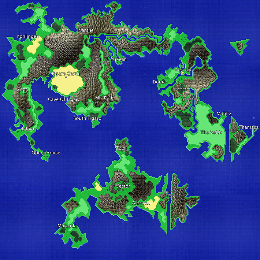 Final Fantasy 1 NES Inna najlepsza mapa świata Ff1 w środku z Ff4 Tapeta na telefon HD