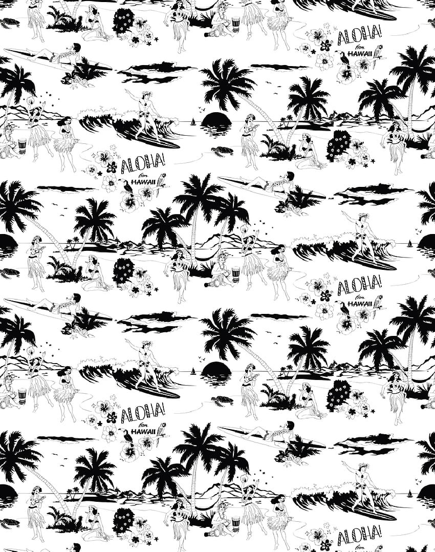 Aloha! Black & White – The Pattern Collective, hawaiian style HD phone wallpaper
