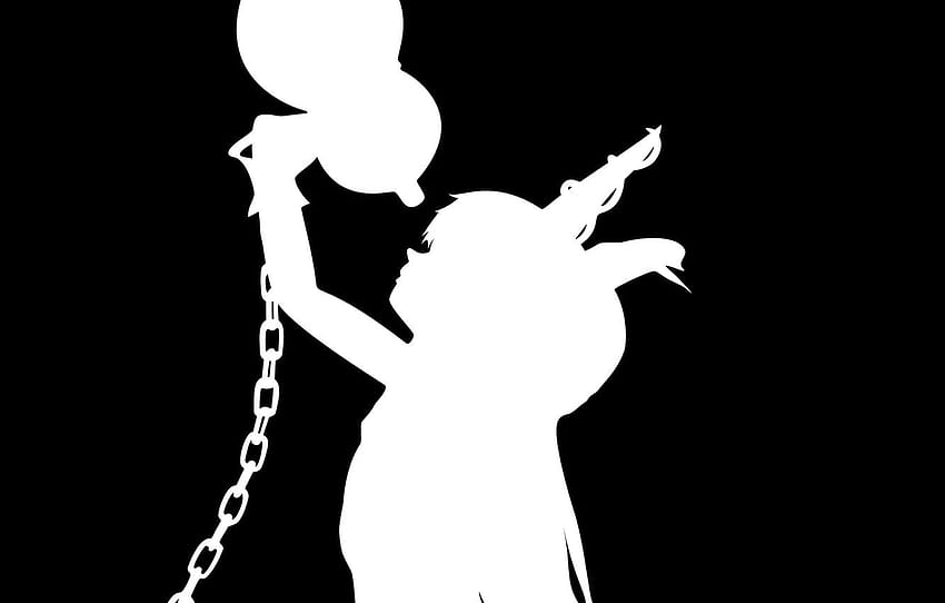 black and white, chain, Horny, project East, touhou project, Ibuki Suika , section игры HD wallpaper