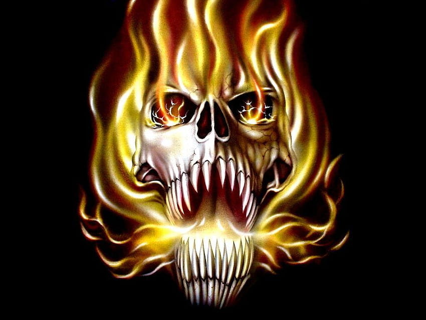 Evil Fire Skull HD wallpaper