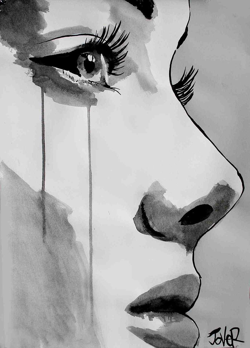 Drawn Sad Girl Crying Drawings Tumblr, tumblr sad girl HD phone wallpaper