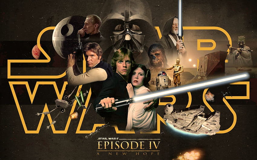droidi, Star Wars, R2D2, Guerre stellari, Darth Vader, Darth Vader, spada laser, spada laser, Luke Skywalker, Han Solo, Han Solo, Millennium Falcon, Obi Sfondo HD