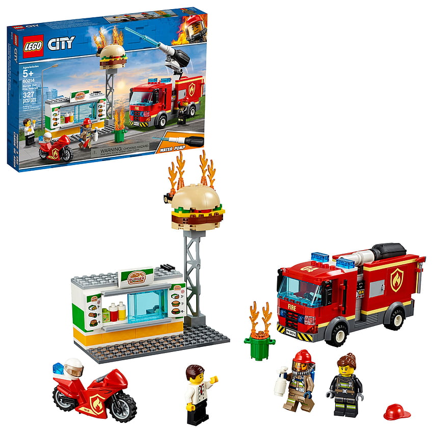 LEGO City Burger Bar Fire Rescue 60214, lego fire truck HD phone wallpaper