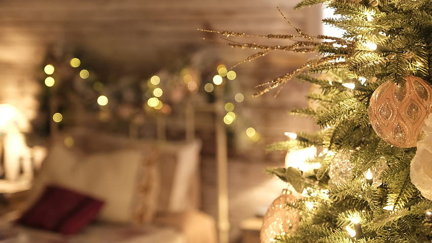 Latar Belakang Zoom Natal, lampu Natal yang nyaman Wallpaper HD