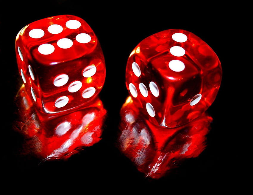도박 배경에서 멋진 두 개의 빨간색 멋진 주사위 HD 월페이퍼