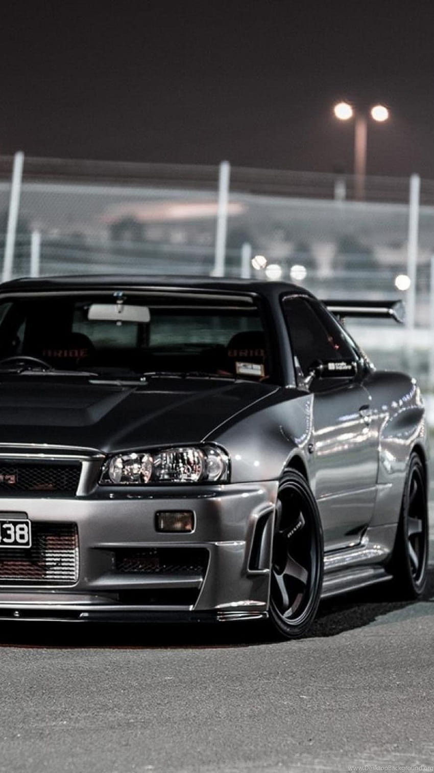 Cars Nissan Skyline R34 Gt r Front Angle View HD phone wallpaper