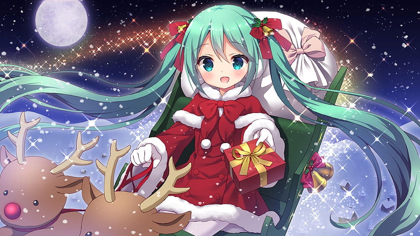 hatsune, christmas anime kawaii HD wallpaper