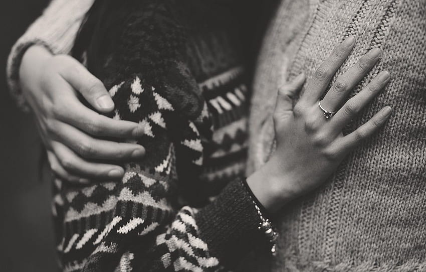 girl, hands, ring, black and white, male, lovers , section настроения, lovers hand HD wallpaper