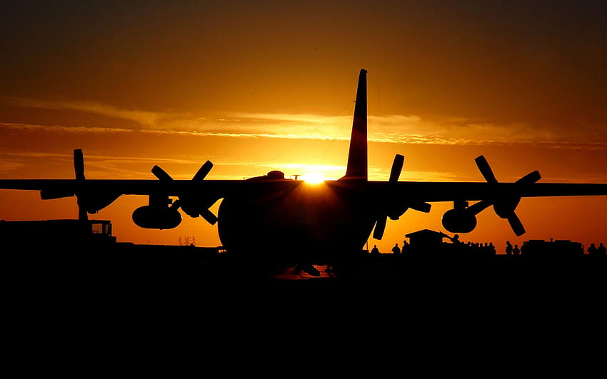 Lockheed C 130 Hercules, Aeronaves, Avión militar, Puesta de sol, lockheed ac 130 fondo de pantalla