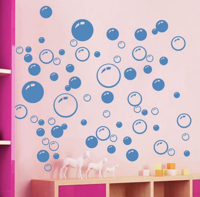 Smydp 현대 원형 버블 패턴 욕실 제품 벽 스티커 홈 장식 방수 블루 n 오렌지 화이트 2X42Cm: 베이비 HD 월페이퍼