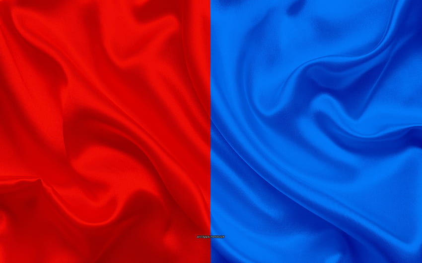 Flagge von Catania, Seidenstruktur, rotblaue Seide HD-Hintergrundbild