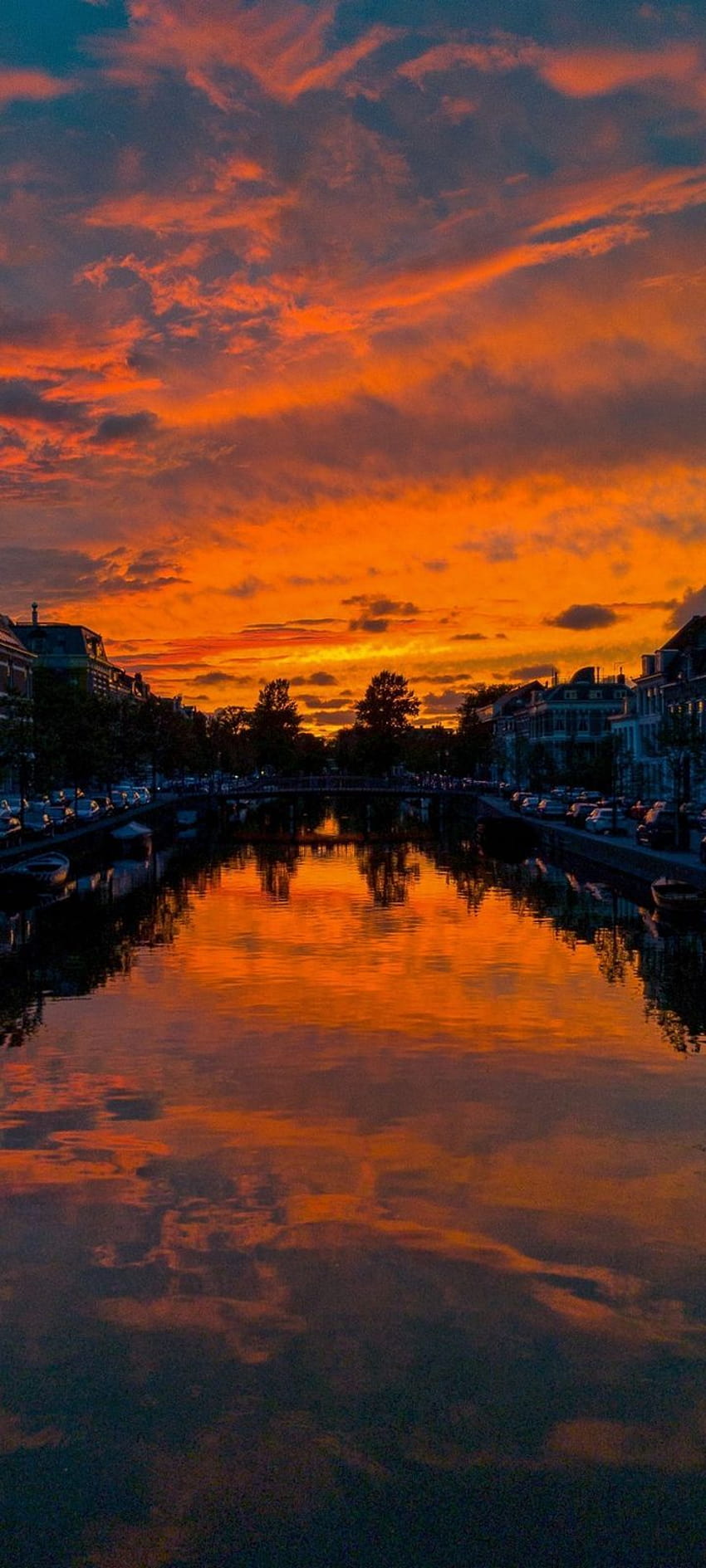 River Sunset Canal, orange river sunset HD phone wallpaper