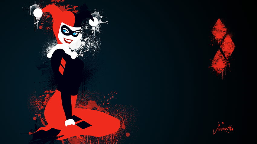 Red and Black Harley Quinn on Dog, harley quinn computer red HD wallpaper