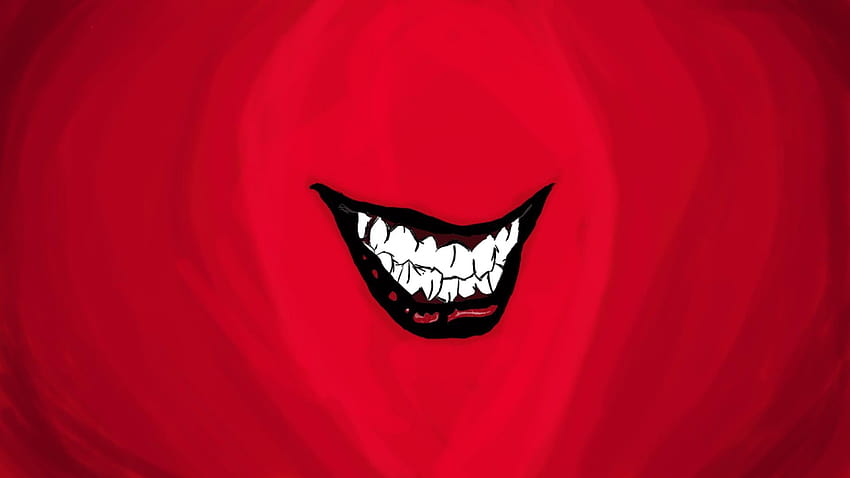 Ilustração de dentes sorridentes vermelhos, brancos e pretos, Joker papel de parede HD