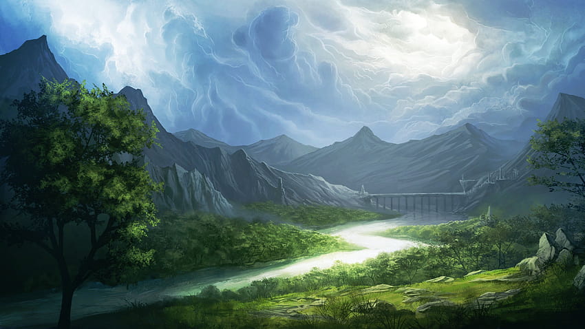 Fantasy Landscape Ultra แฟนตาซีแห่งฤดูใบไม้ผลิในป่า วอลล์เปเปอร์ HD