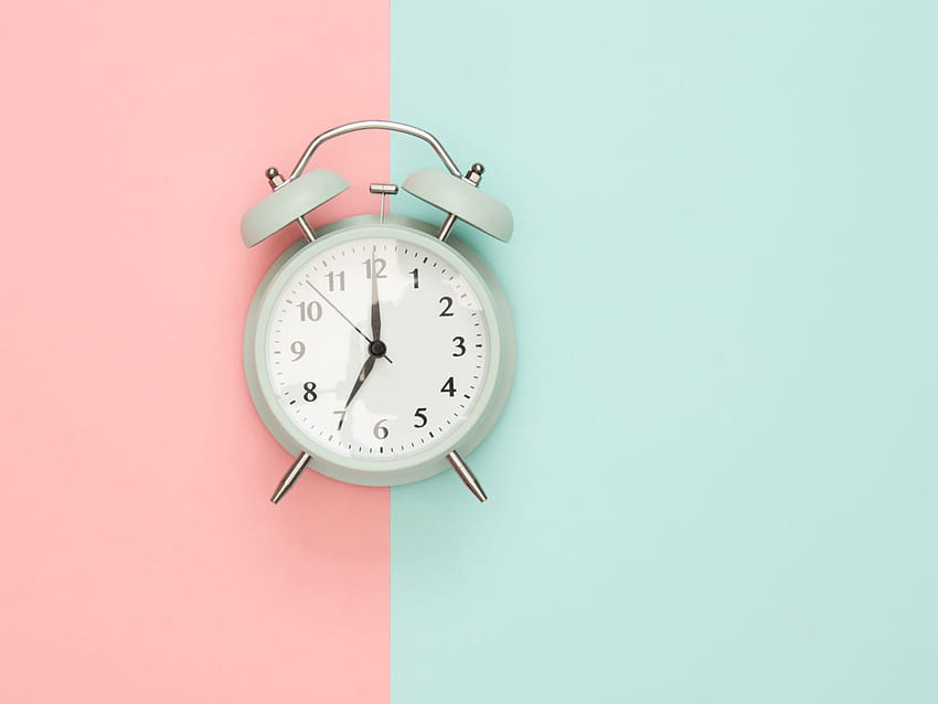 Clock pastel background, blue, pink, time, alarm, colorful • For You For & Mobile, time watch HD wallpaper