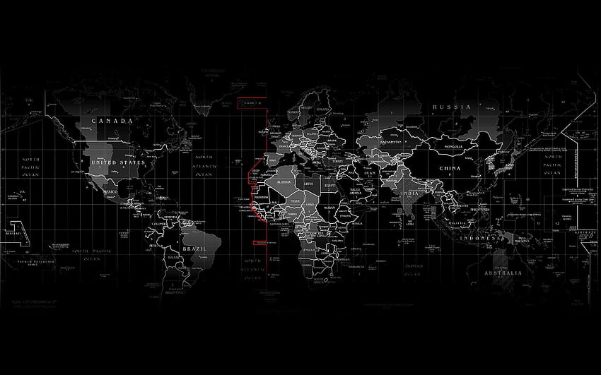 Czarna mapa świata, czarna mapa Tapeta HD