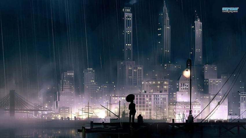 Град в дъжда Нов дъждовен град през нощта, дъждовна нощ HD тапет