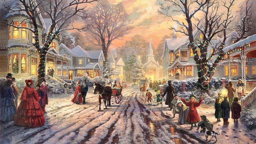 28 Popular Traditional Christmas Carols Christmas songs For 2020 + Festive Art by THOMAS KINKADE, classical christmas HD wallpaper