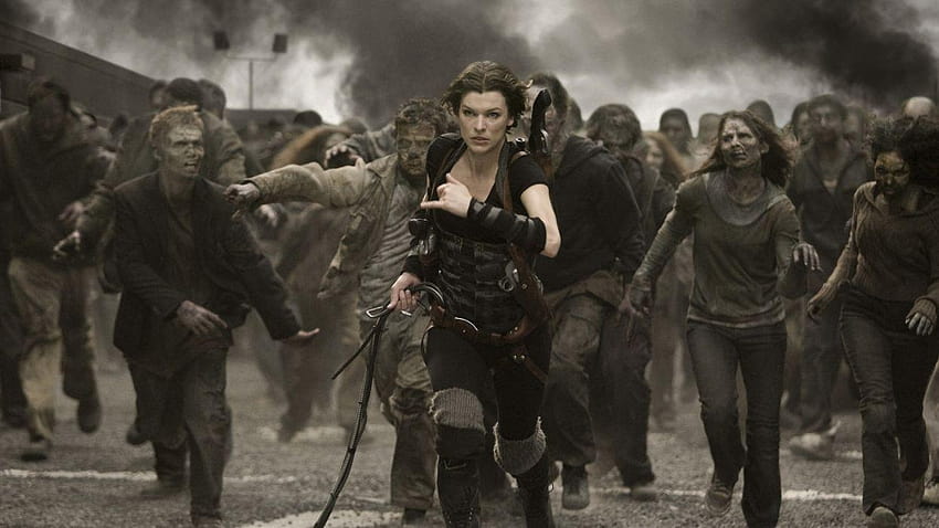 Milla Jovovich Brunette Run Zombie Resident Evil movies dark women HD wallpaper