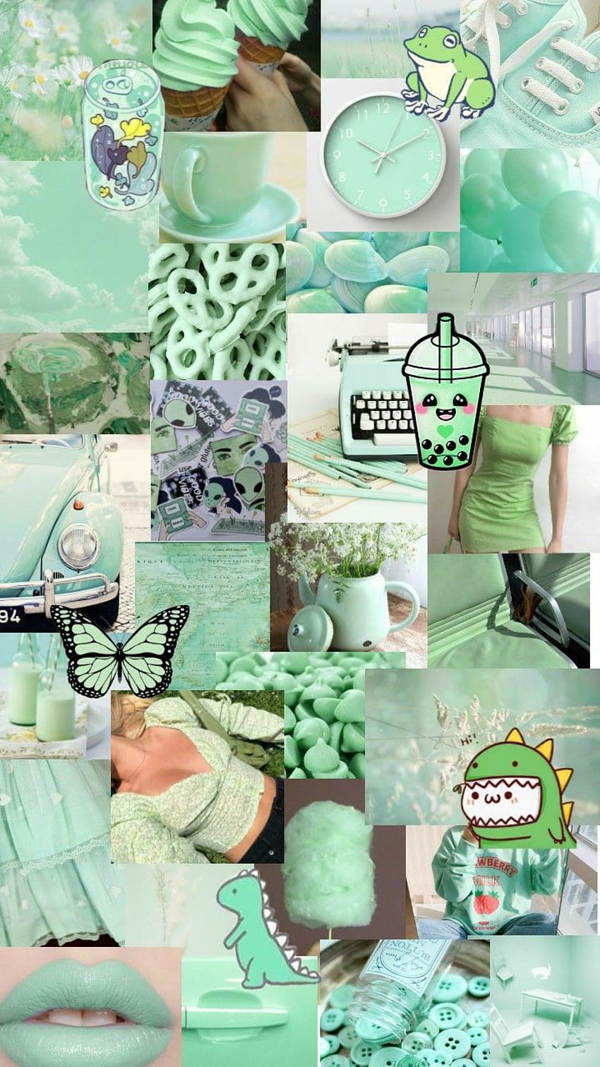 ментово зелена естетика, зелена винтидж естетика HD тапет за телефон