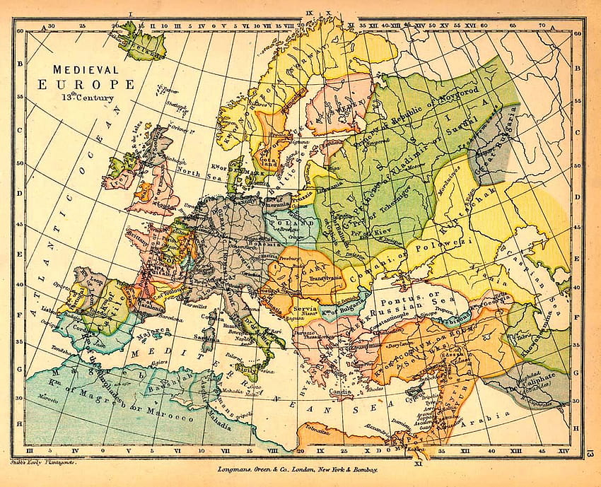 13. Yüzyılda Ortaçağ Avrupa Haritası HD duvar kağıdı