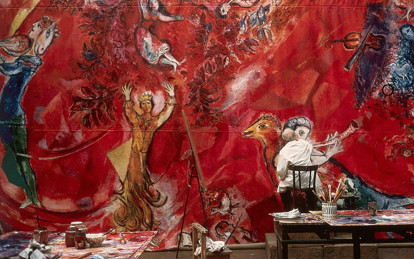 Marc Chagall ขึ้นเวทีกลางด้วยเครื่องแต่งกายที่ยอดเยี่ยมและการออกแบบฉากที่ LACMA วอลล์เปเปอร์ HD