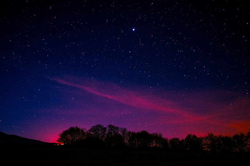 1920x1080 Minimal Night Pink Aurora Exposición larga Laptop completa, s y cielo nocturno mínimo fondo de pantalla