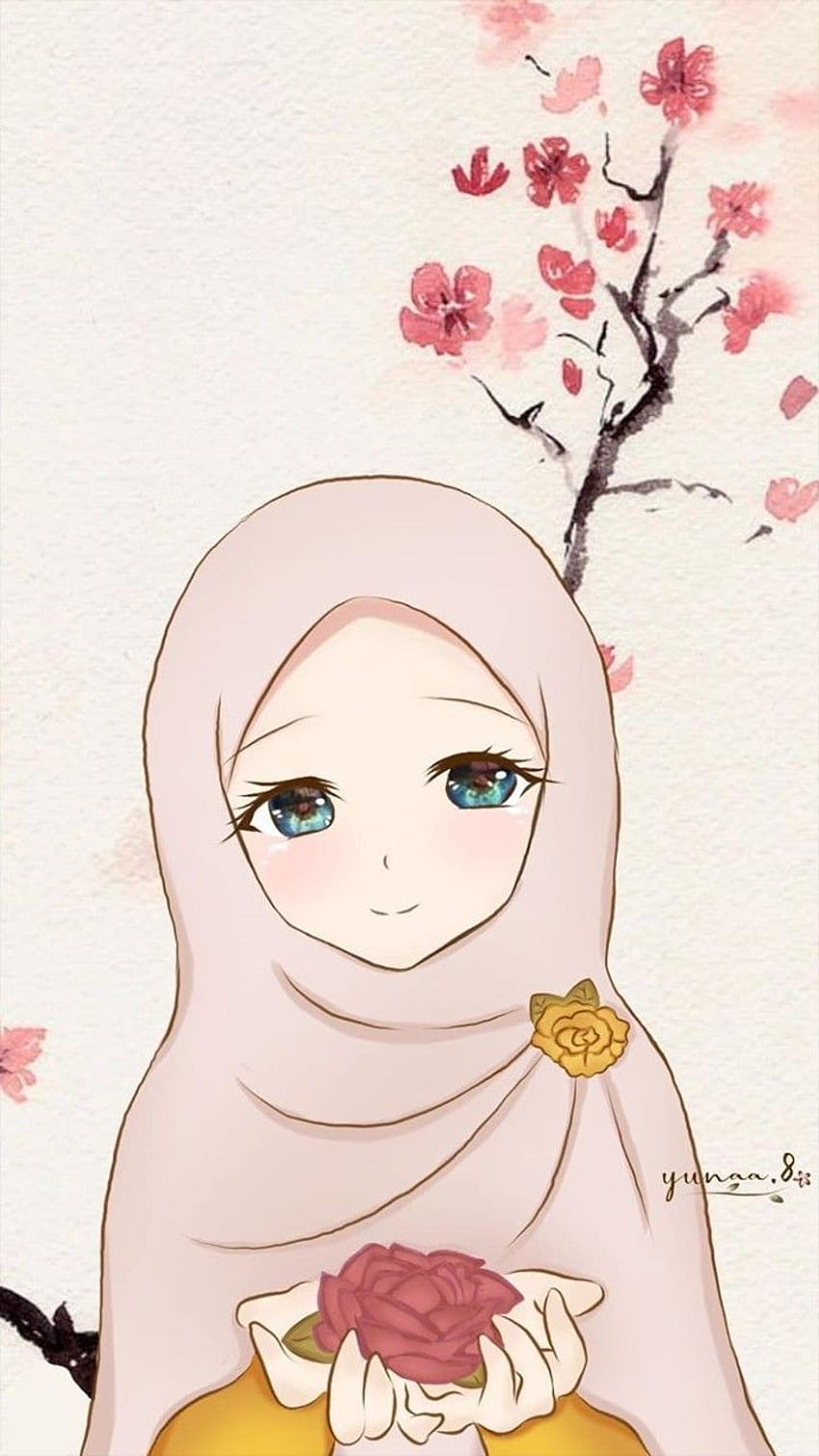 Dessin animé de fille musulmane, jolie fille hijab anime Fond d'écran de téléphone HD