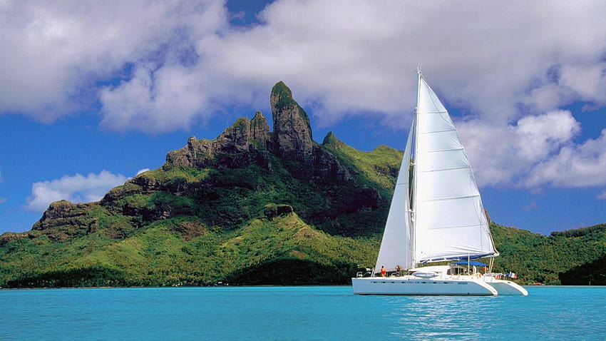 French Polynesia catamaran lagoon Bora Bora, bora bora french polynesia HD wallpaper