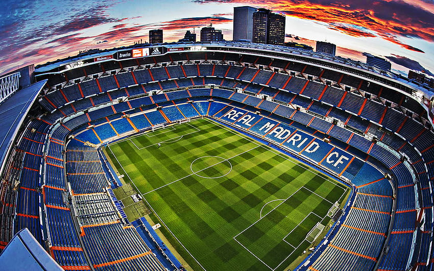 Santiago Bernabeu, Real Madrid CF Stadium, stadio di calcio spagnolo a Madrid, Spagna, calcio, la Liga, vista interna dall'alto con risoluzione 1920x1200. Alta qualità, santiago bernabeu 2022 Sfondo HD