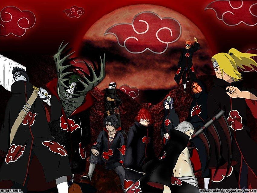 Vermelho e preto Naruto Akatshi terno logotipo, akatsuki, nuvens, naruto,  HD papel de parede