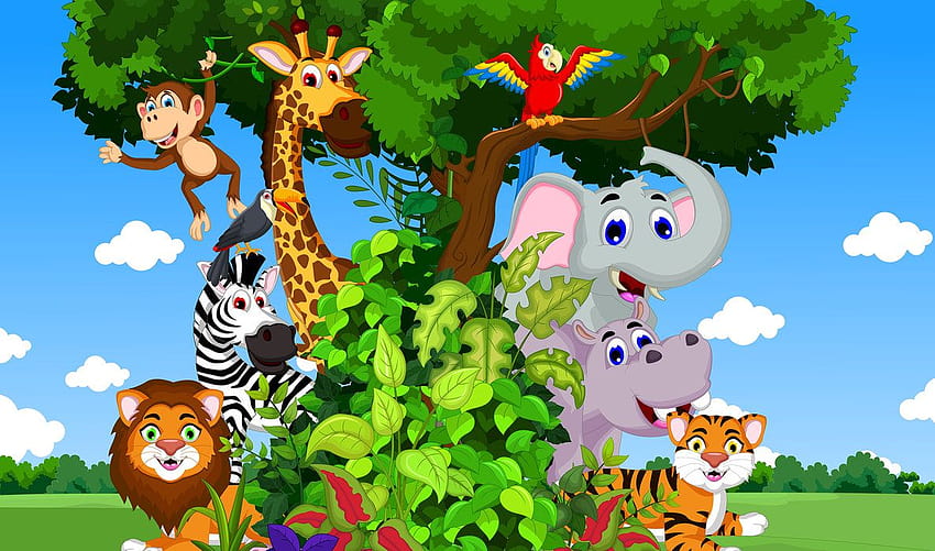 Animals in Forest Cartoon – niedrogie ... wall.co.uk · Od ręki Tapeta HD