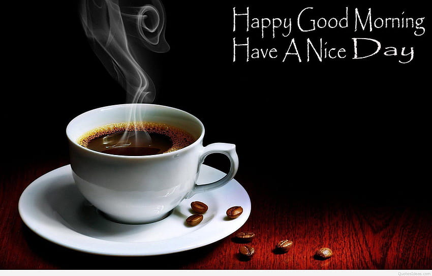 Dzień dobry filiżanka kawy cytuje wiadomości, międzynarodowy dzień kawy Tapeta HD