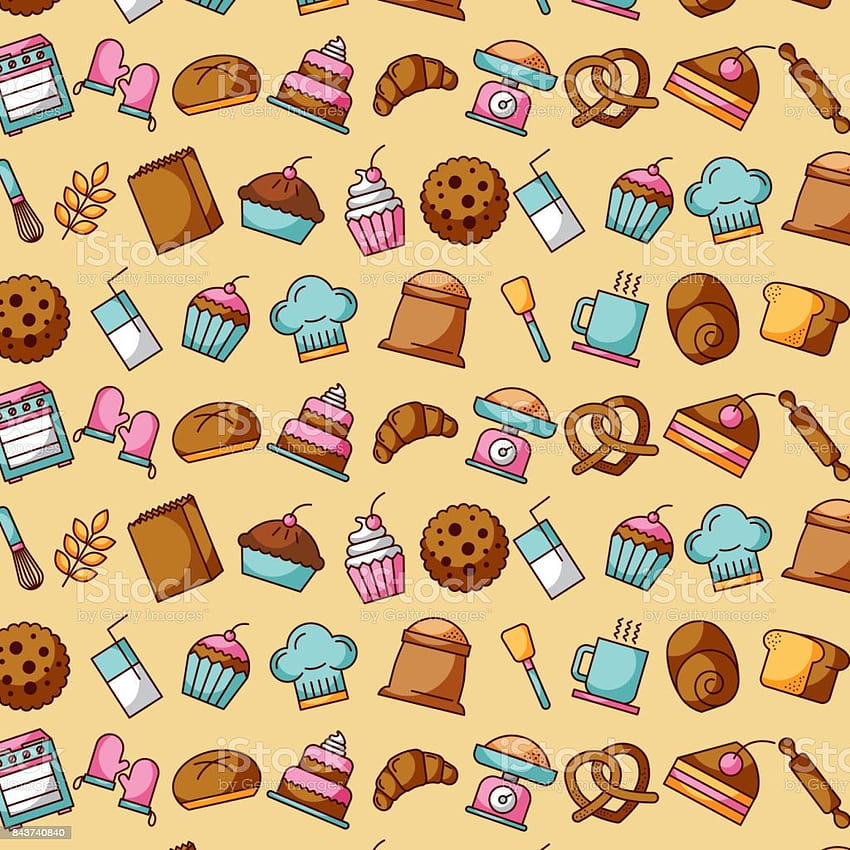 Bakery Dessert Sweet Food Decoration Design Stock Illustration HD phone wallpaper