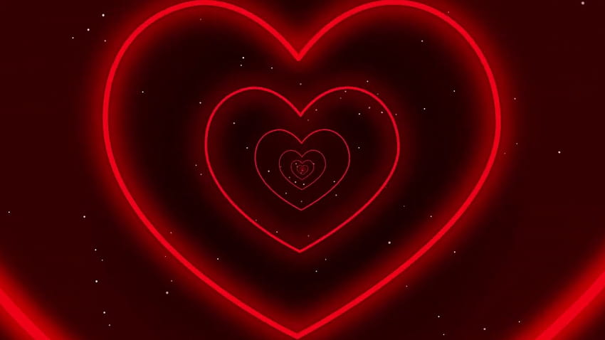 แสงสีแดงนีออน อุโมงค์หัวใจรัก พื้นหลังเทรนด์ Tik Tok วนซ้ำ 1 ชั่วโมง 60fps คอมพิวเตอร์หัวใจสีแดง วอลล์เปเปอร์ HD