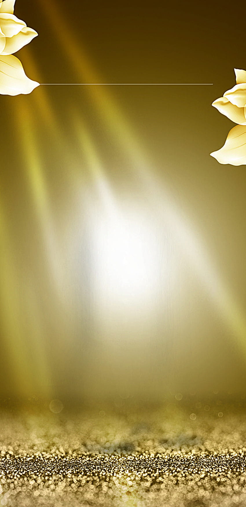 カレンデュラの花の金色の背景光化粧品ボトルの背景、光の金色の背景 HD電話の壁紙