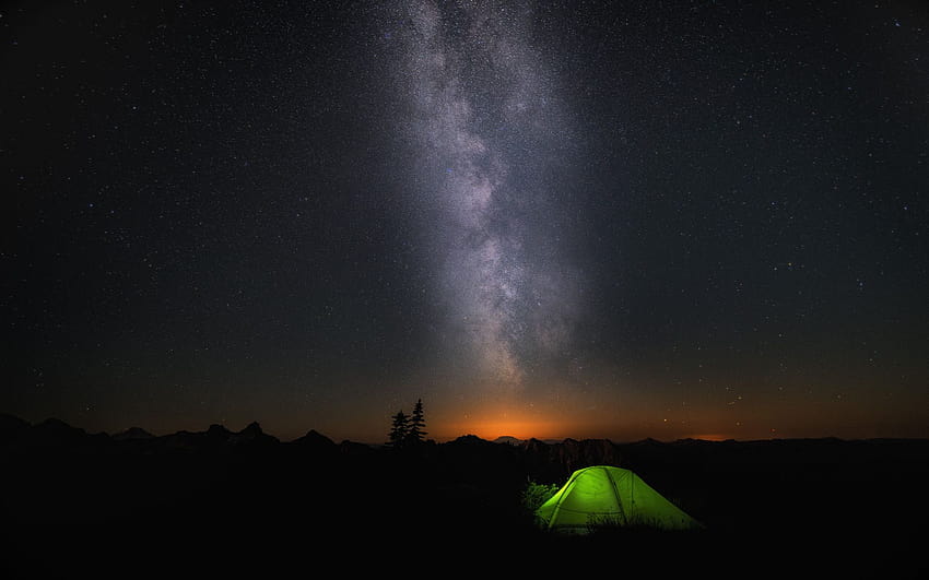 Camping Night, campeggio notturno Sfondo HD